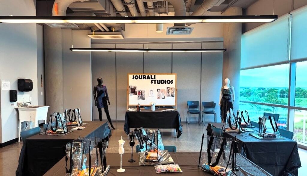 fashion studio with tables and manequins